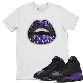Jordan 13 Court Purple Sneaker Match Tees Lips Jewel Sneaker Tees Jordan 13 Court Purple Sneaker Release Tees Unisex Shirts