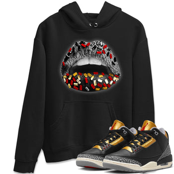 Jordan 3 Black Gold Sneaker Match Tees Lips Jewel Sneaker Tees Jordan 3 Black Gold Sneaker Release Tees Unisex Shirts