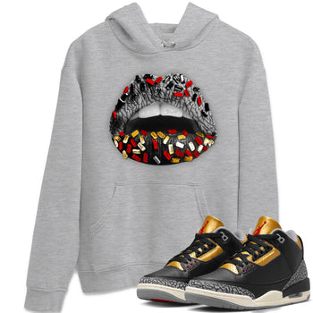Jordan 3 Black Gold Sneaker Match Tees Lips Jewel Sneaker Tees Jordan 3 Black Gold Sneaker Release Tees Unisex Shirts