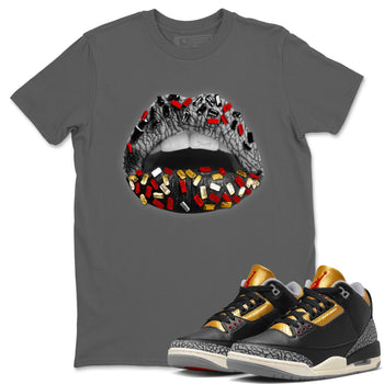Jordan 3 Black Gold Sneaker Match Tees Lips Jewel Sneaker Tees Jordan 3 Black Gold Sneaker Release Tees Unisex Shirts