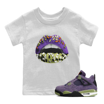 Jordan 4 Canyon Purple Sneaker Match Tees Lips Jewel Sneaker Tees Jordan 4 Canyon Purple Sneaker Release Tees Kids Shirts