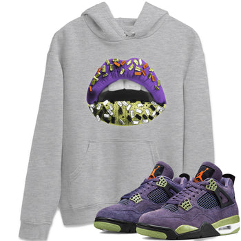 Jordan 4 Canyon Purple Sneaker Match Tees Lips Jewel Sneaker Tees Jordan 4 Canyon Purple Sneaker Release Tees Unisex Shirts