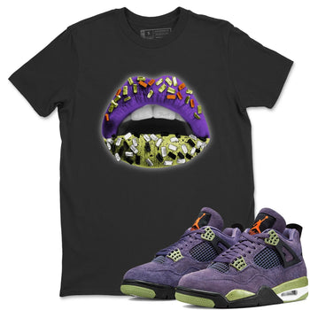 Jordan 4 Canyon Purple Sneaker Match Tees Lips Jewel Sneaker Tees Jordan 4 Canyon Purple Sneaker Release Tees Unisex Shirts