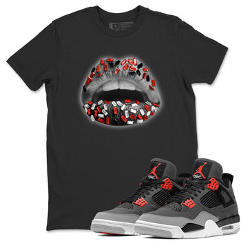 Jordan 4 Infrared Sneaker Match Tees Lips Jewel Sneaker Tees Jordan 4 Infrared Sneaker Release Tees Unisex Shirts