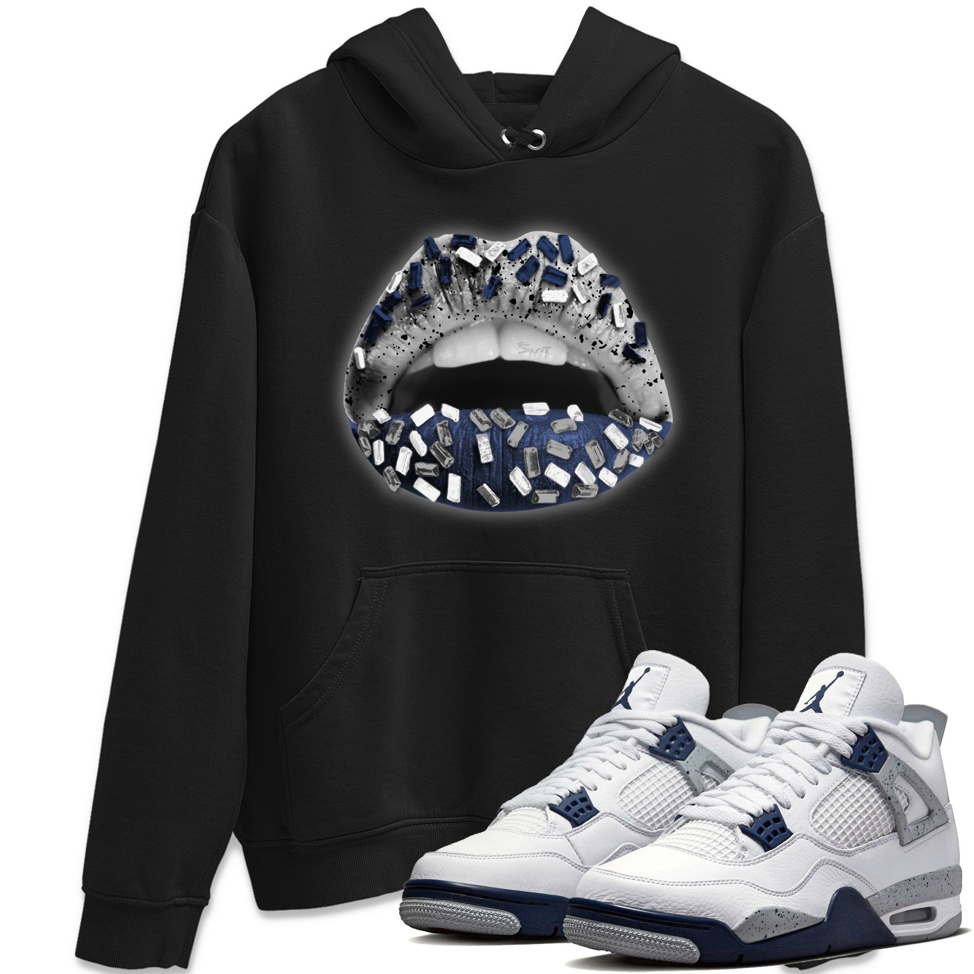 Jordan 4 Midnight Navy Sneaker Match Tees Lips Jewel Sneaker Tees Jordan 4 Midnight Navy Sneaker Release Tees Unisex Shirts