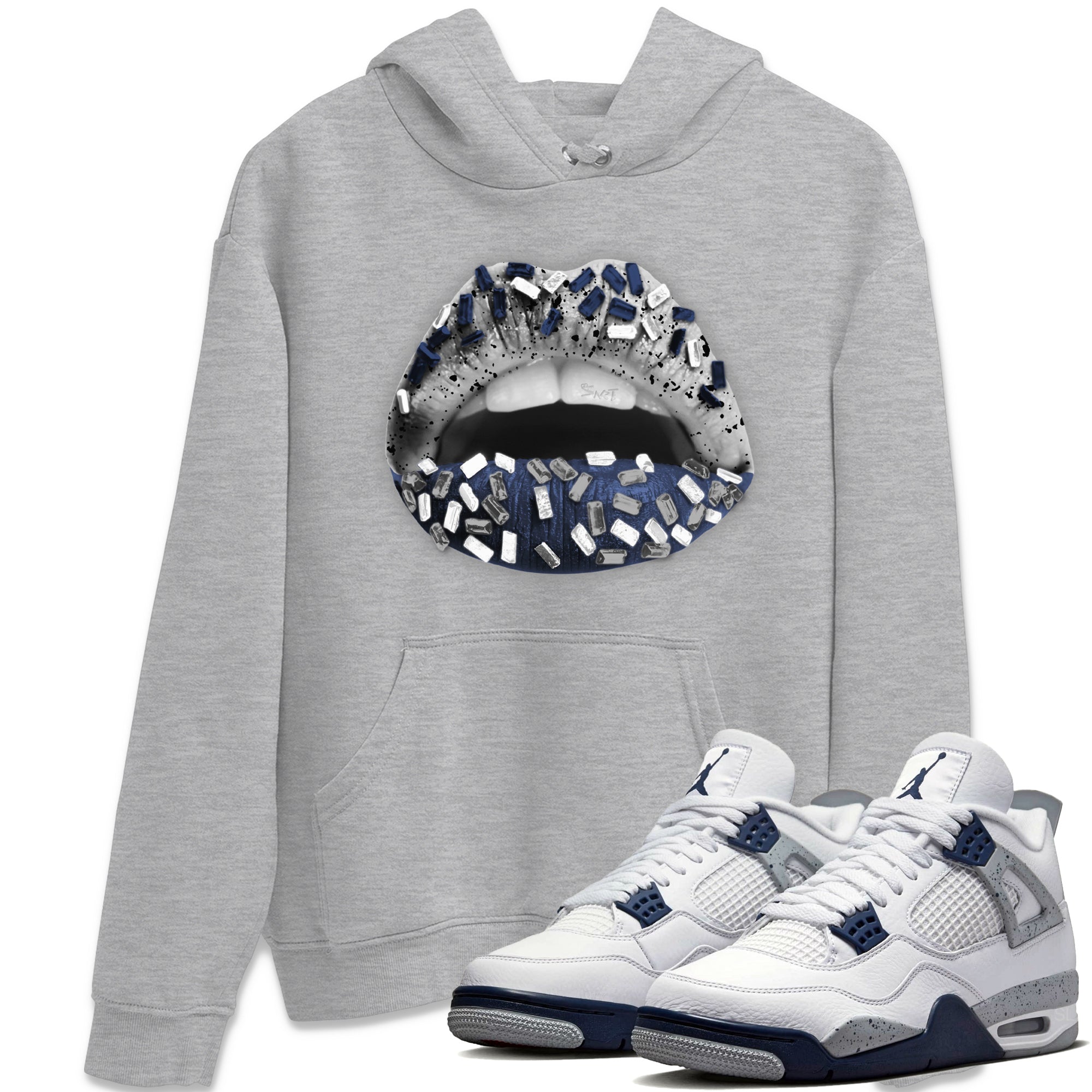 Jordan 4 Midnight Navy Sneaker Match Tees Lips Jewel Sneaker Tees Jordan 4 Midnight Navy Sneaker Release Tees Unisex Shirts