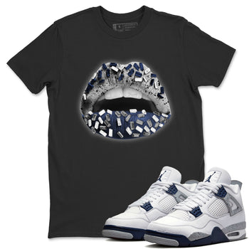 Jordan 4 Midnight Navy Sneaker Match Tees Lips Jewel Sneaker Tees Jordan 4 Midnight Navy Sneaker Release Tees Unisex Shirts