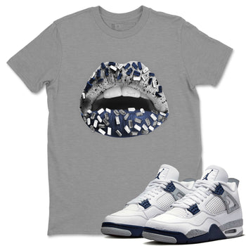 Jordan 4 Midnight Navy Sneaker Match Tees Lips Jewel Sneaker Tees Jordan 4 Midnight Navy Sneaker Release Tees Unisex Shirts