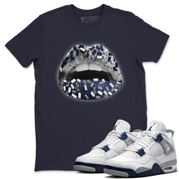 Jordan 4 Midnight Navy Sneaker Match Tees Lips Jewel Sneaker Tees Jordan 4 Midnight Navy Sneaker Release Tees Unisex Shirts