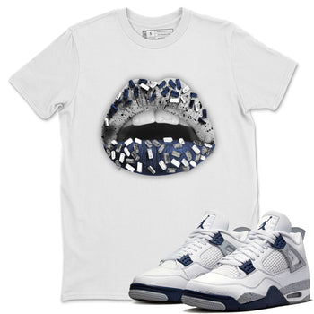 Jordan 4 Midnight Navy Sneaker Match Tees Lips Jewel Sneaker Tees Jordan 4 Midnight Navy Sneaker Release Tees Unisex Shirts