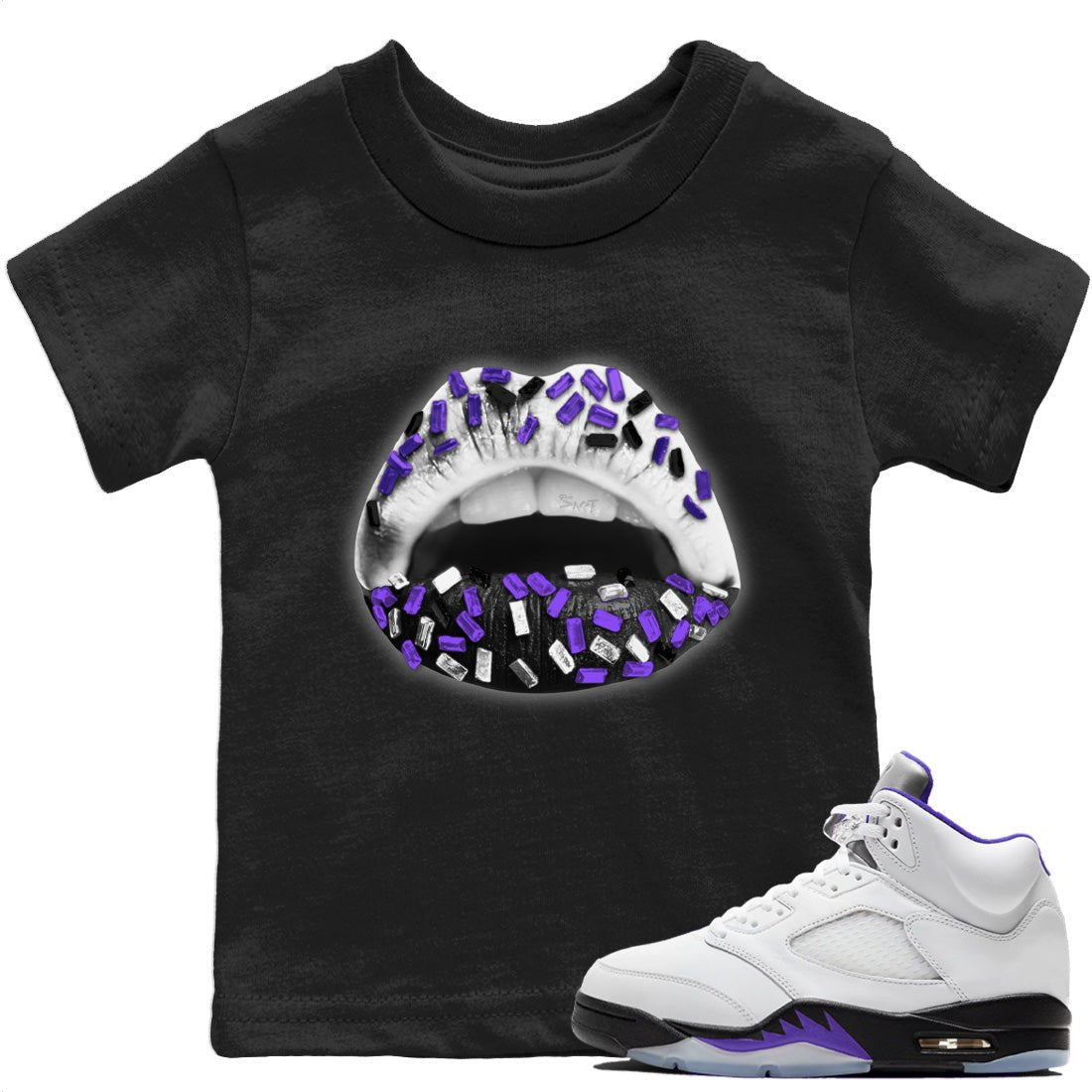 Jordan 5 Concord Sneaker Match Tees Lips Jewel Sneaker Tees Jordan 5 Concord Sneaker Release Tees Kids Shirts