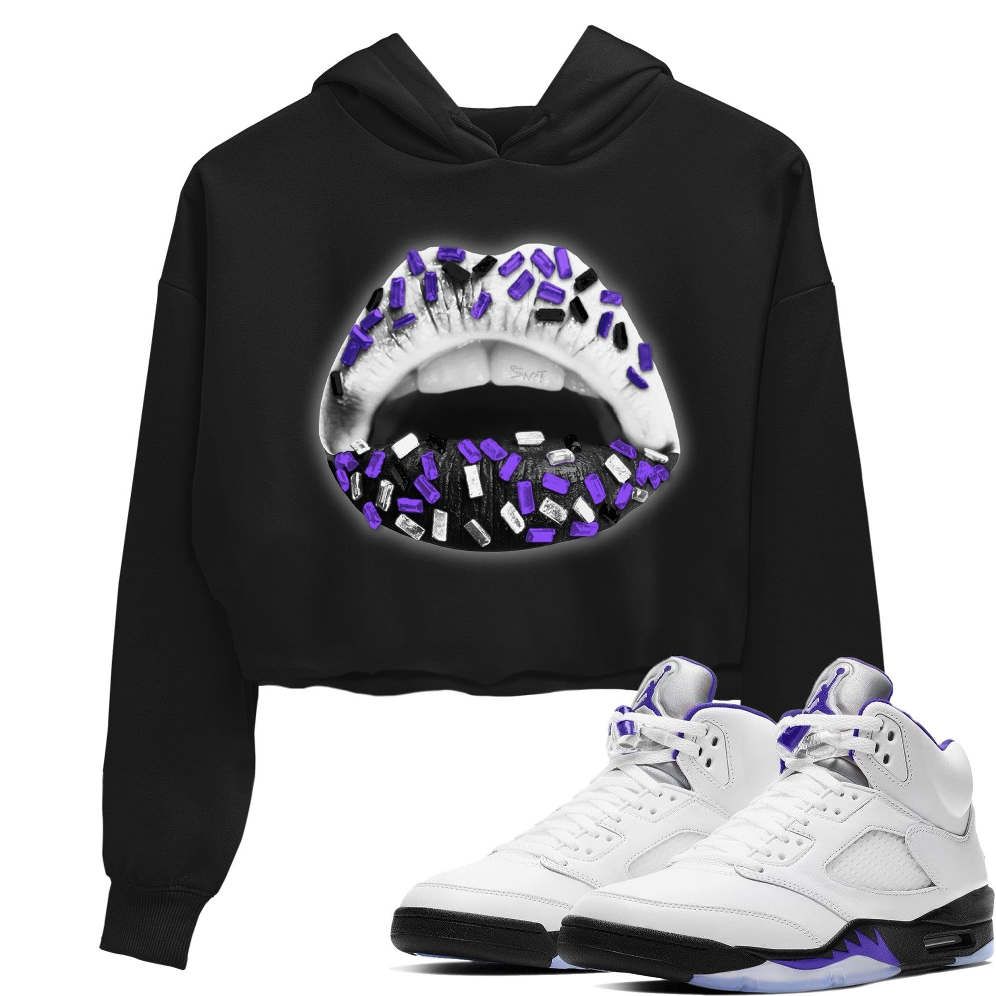 Jordan 5 Concord Sneaker Match Tees Lips Jewel Sneaker Tees Jordan 5 Concord Sneaker Release Tees Women's Shirts