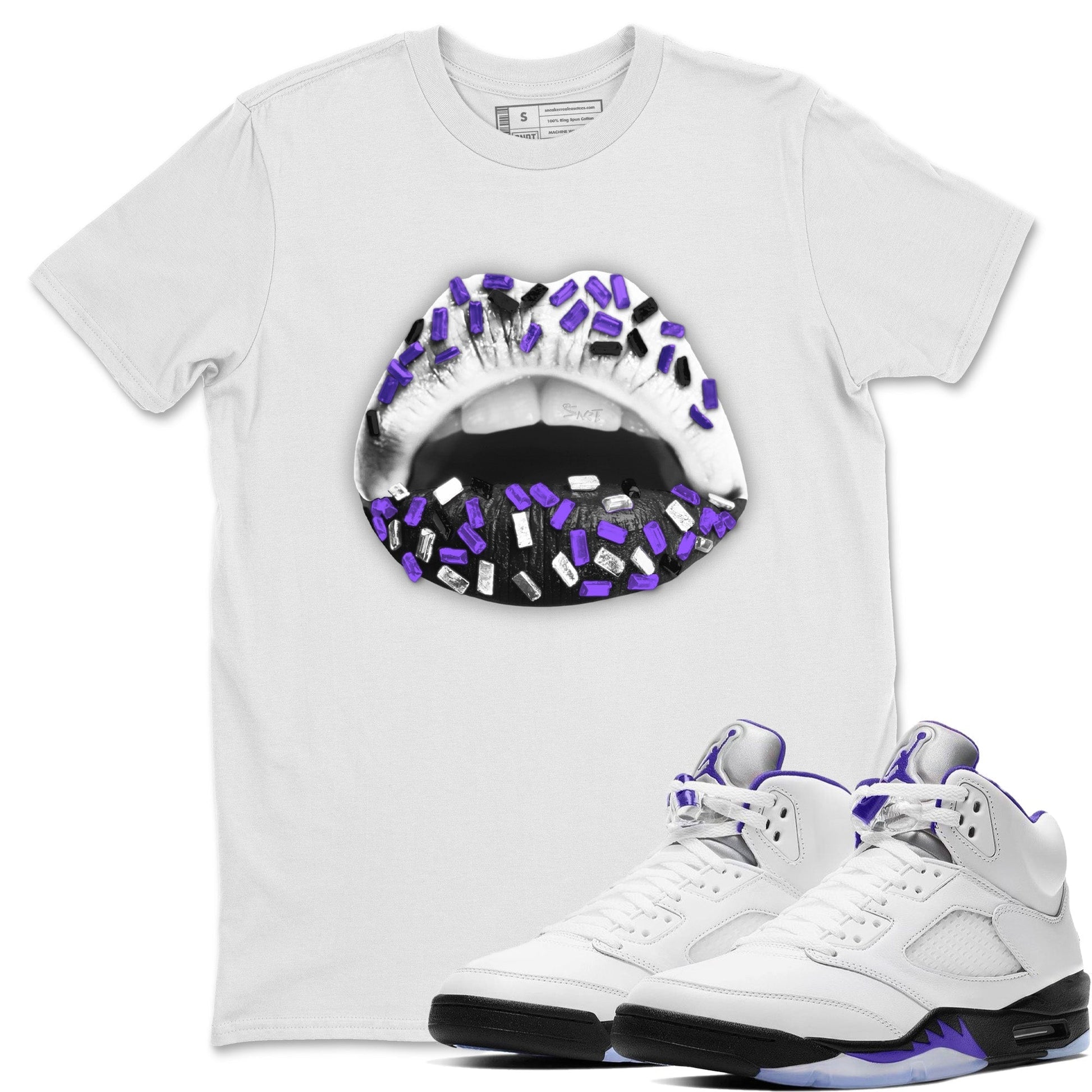 Jordan 5 Concord Sneaker Match Tees Lips Jewel Sneaker Tees Jordan 5 Concord Sneaker Release Tees Unisex Shirts