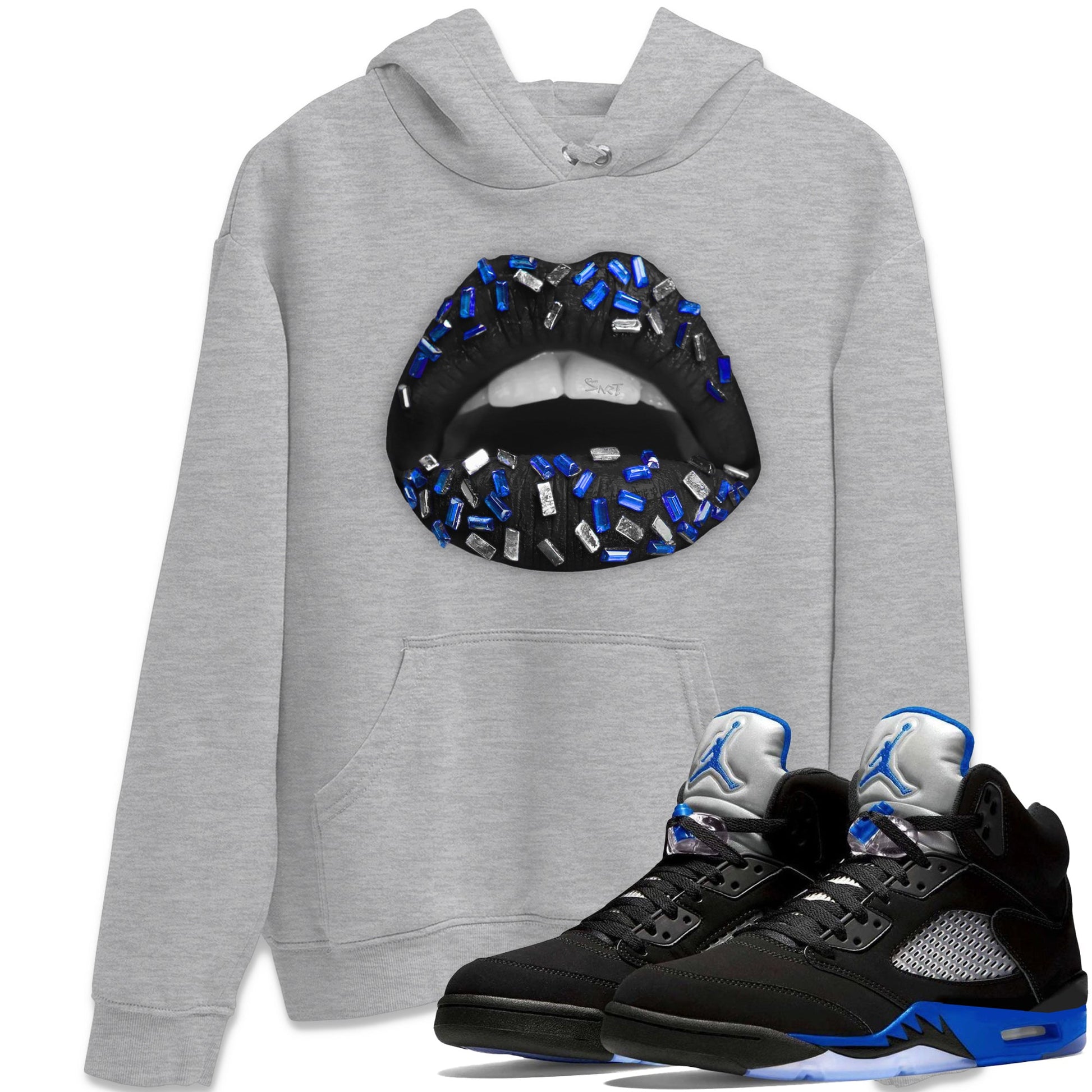 Jordan 5 Racer Blue Sneaker Match Tees Lips Jewel Sneaker Tees Jordan 5 Racer Blue Sneaker Release Tees Unisex Shirts
