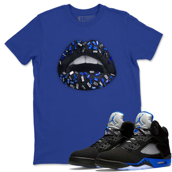 Jordan 5 Racer Blue Sneaker Match Tees Lips Jewel Sneaker Tees Jordan 5 Racer Blue Sneaker Release Tees Unisex Shirts