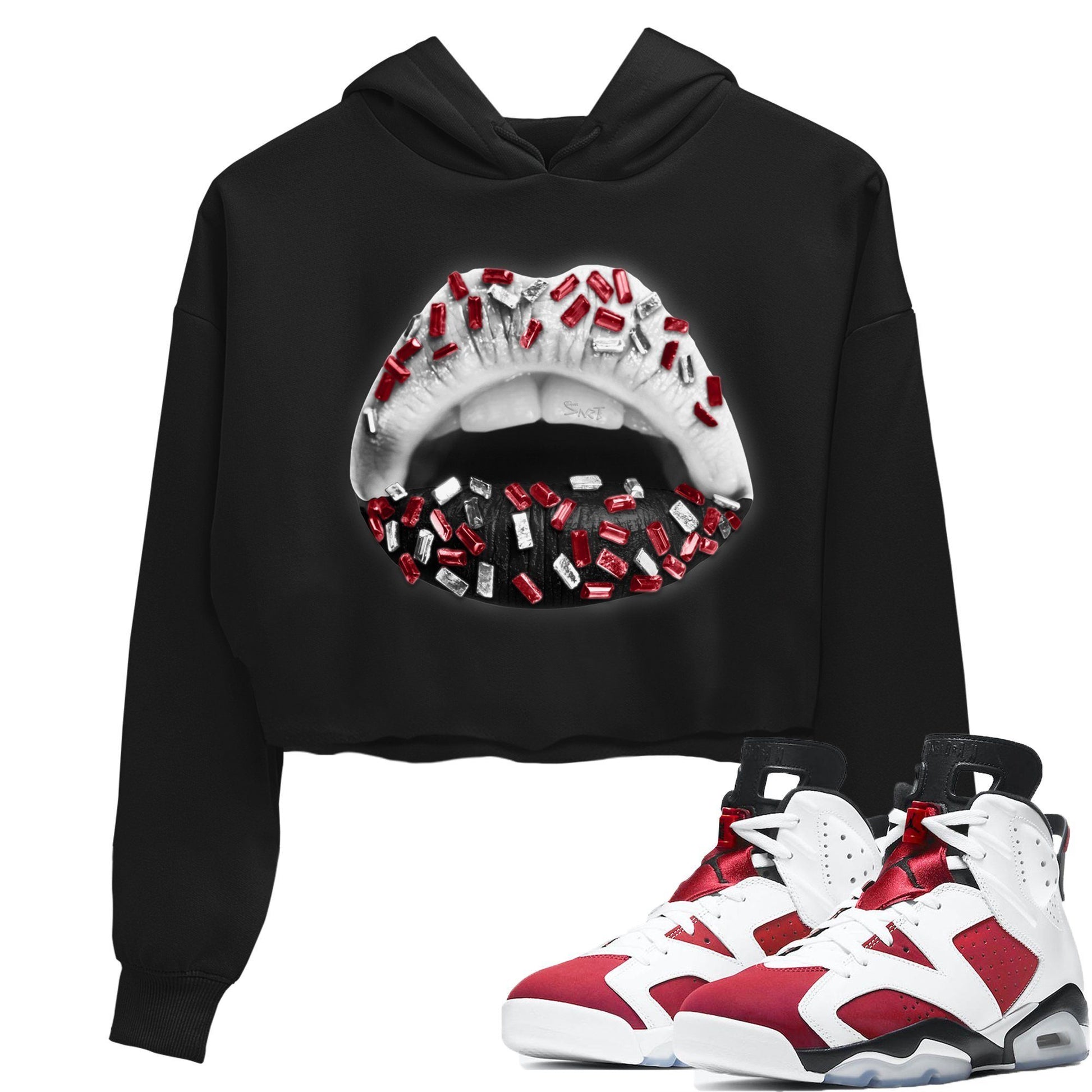 Jordan 6 Carmine Sneaker Match Tees Lips Jewel Sneaker Tees Jordan 6 Carmine Sneaker Release Tees Women's Shirts