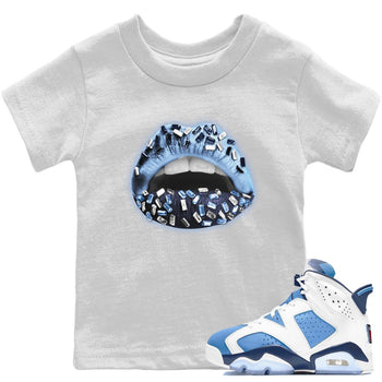 Jordan 6 UNC Sneaker Match Tees Lips Jewel Sneaker Tees Jordan 6 UNC Sneaker Release Tees Kids Shirts