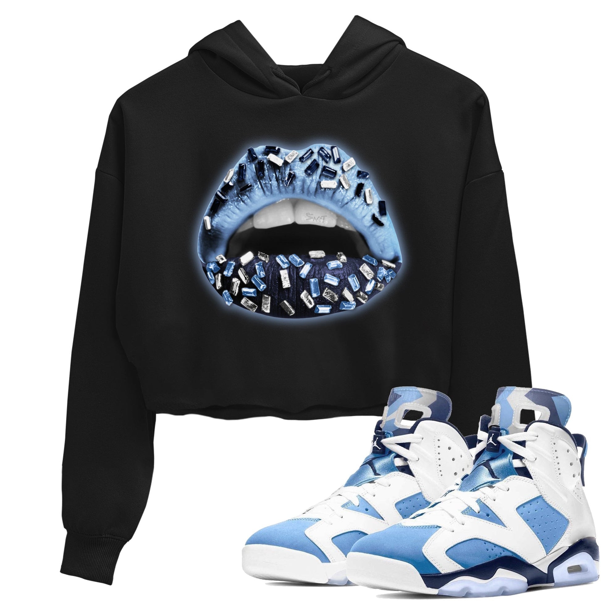 Jordan 6 UNC Sneaker Match Tees Lips Jewel Sneaker Tees Jordan 6 UNC Sneaker Release Tees Women's Shirts