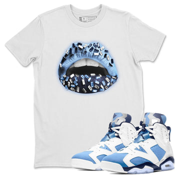 Jordan 6 UNC Sneaker Match Tees Lips Jewel Sneaker Tees Jordan 6 UNC Sneaker Release Tees Unisex Shirts