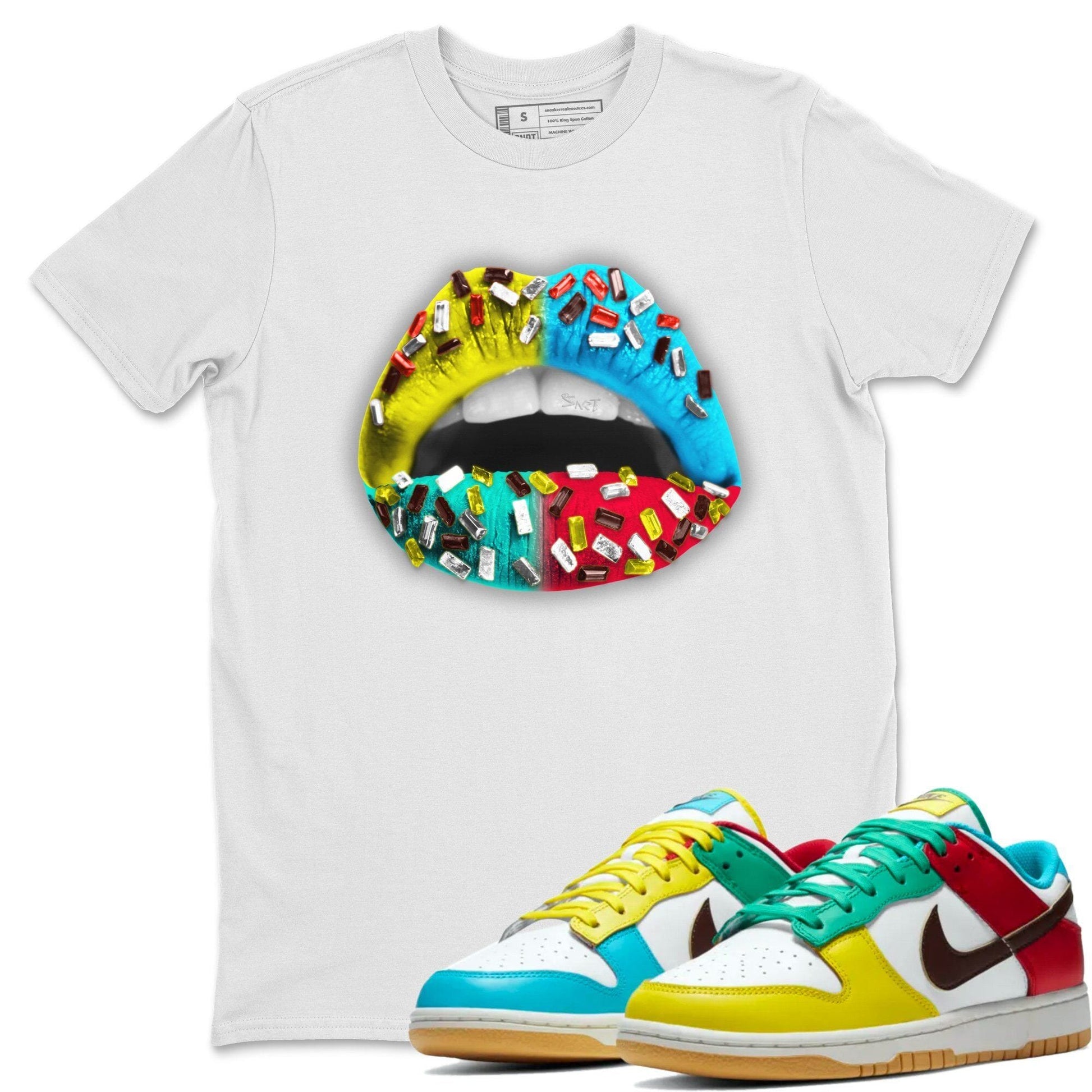 Dunk Free 99 White Sneaker Match Tees Lips Jewel Sneaker Tees Dunk Free 99 White Sneaker Release Tees Unisex Shirts