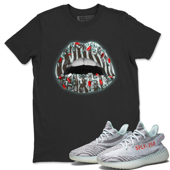 Yeezy 350 Blue Tint Sneaker Match Tees Lips Jewel Sneaker Tees Yeezy 350 Blue Tint Sneaker Release Tees Unisex Shirts
