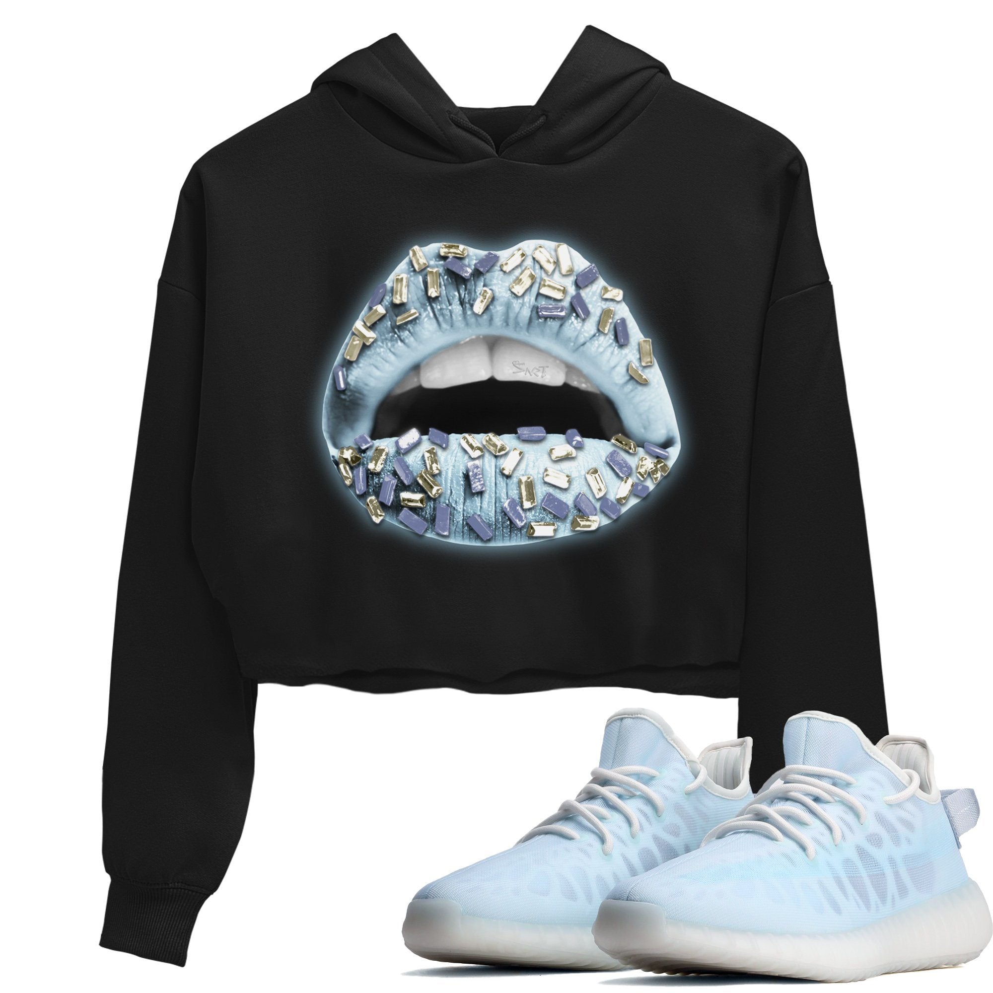 Yeezy 350 Mono Ice Sneaker Match Tees Lips Jewel Sneaker Tees Yeezy 350 Mono Ice Sneaker Release Tees Women's Shirts