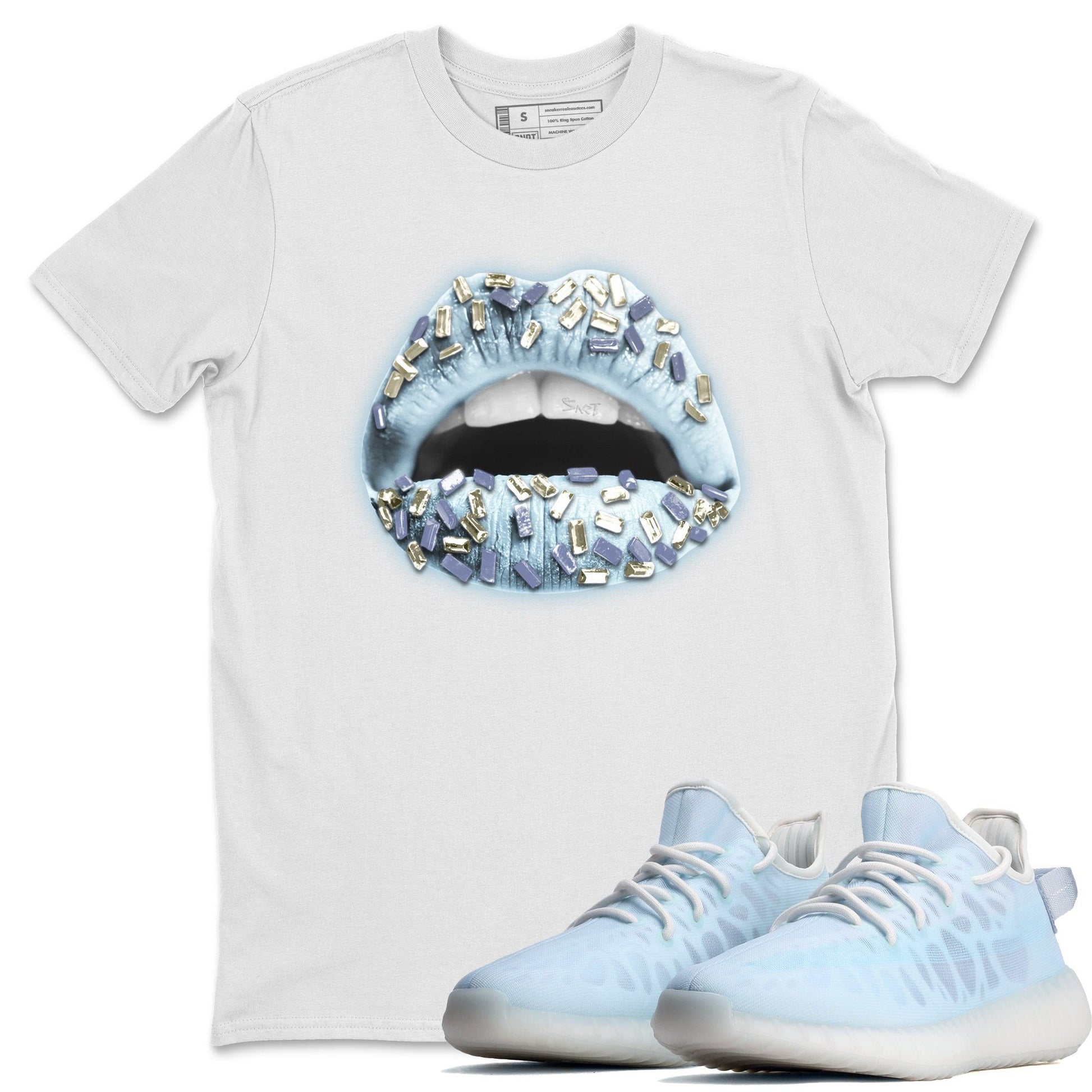 Yeezy 350 Mono Ice Sneaker Match Tees Lips Jewel Sneaker Tees Yeezy 350 Mono Ice Sneaker Release Tees Unisex Shirts