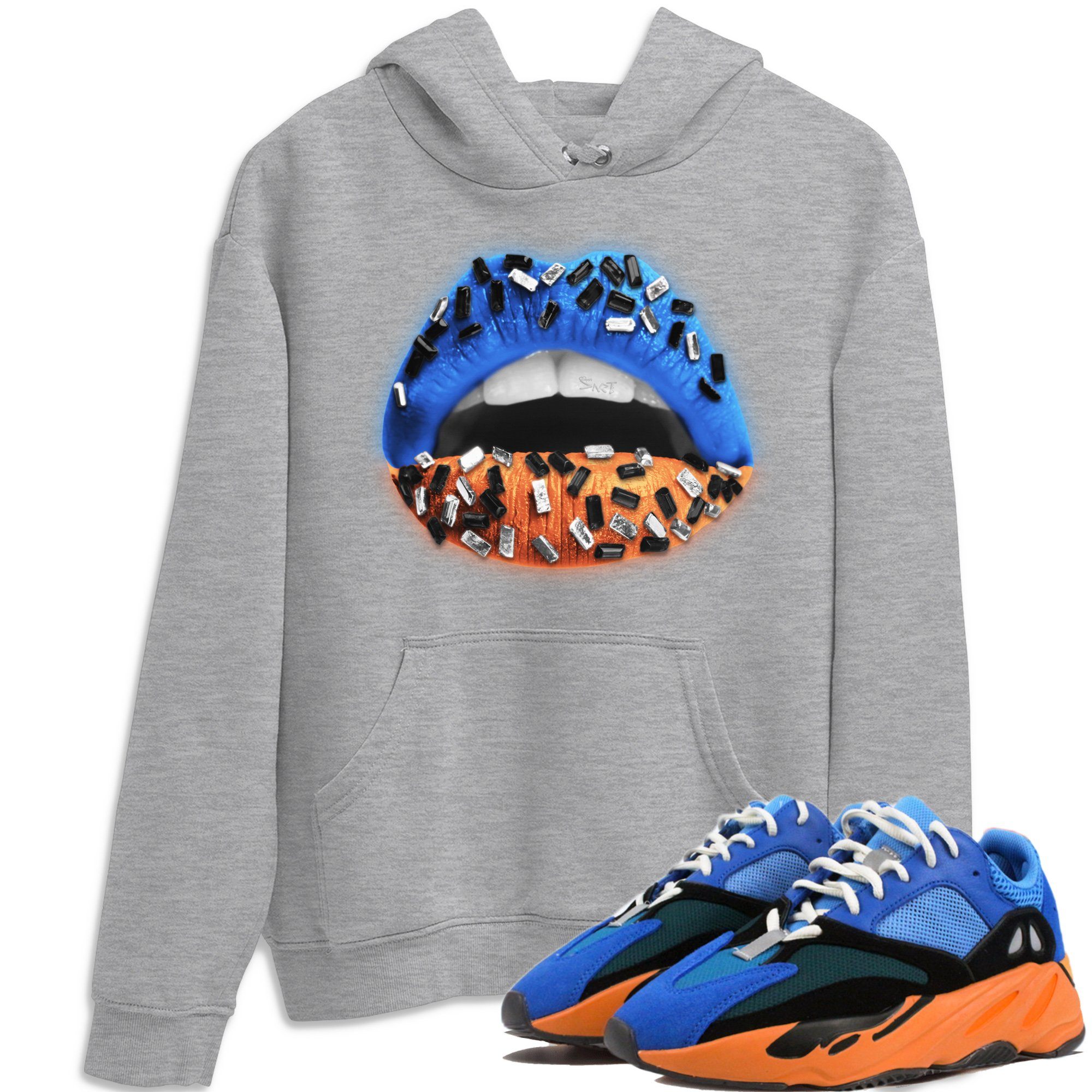Yeezy 700 Bright Blue Sneaker Match Tees Lips Jewel Sneaker Tees Yeezy 700 Bright Blue Sneaker Release Tees Unisex Shirts