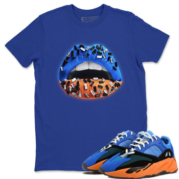 Yeezy 700 Bright Blue Sneaker Match Tees Lips Jewel Sneaker Tees Yeezy 700 Bright Blue Sneaker Release Tees Unisex Shirts