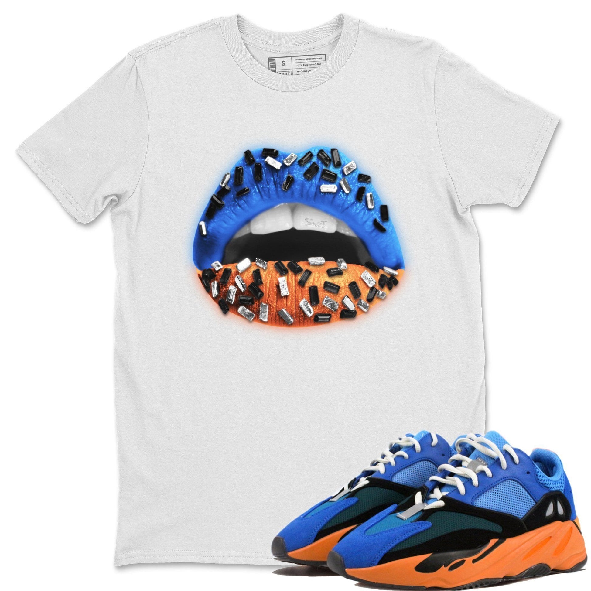 Yeezy 700 Bright Blue Sneaker Match Tees Lips Jewel Sneaker Tees Yeezy 700 Bright Blue Sneaker Release Tees Unisex Shirts