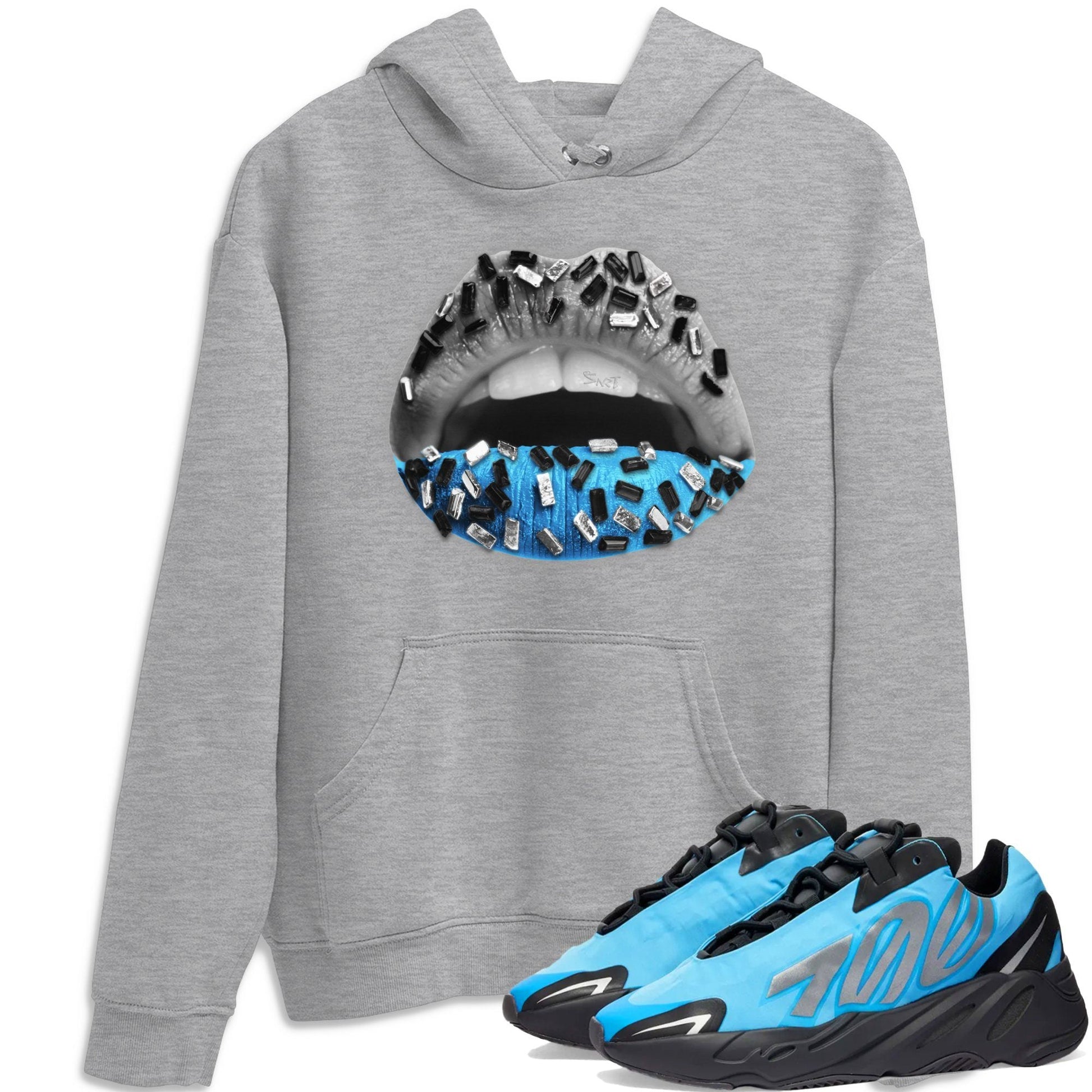Yeezy 700 Bright Cyan Sneaker Match Tees Lips Jewel Sneaker Tees Yeezy 700 Bright Cyan Sneaker Release Tees Unisex Shirts