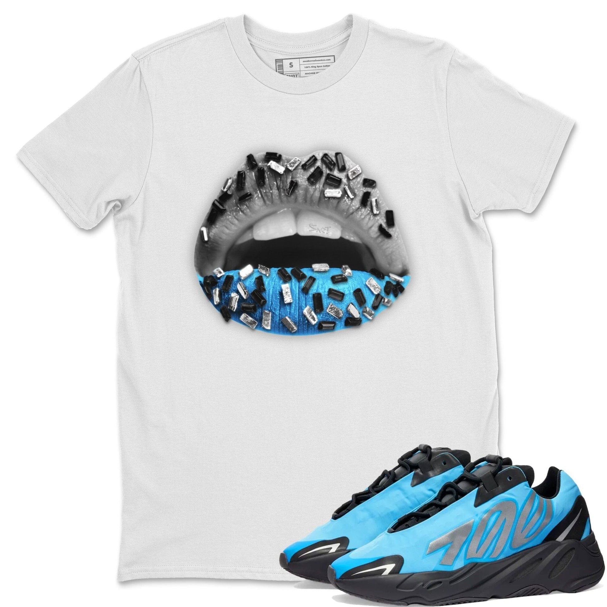 Yeezy 700 Bright Cyan Sneaker Match Tees Lips Jewel Sneaker Tees Yeezy 700 Bright Cyan Sneaker Release Tees Unisex Shirts