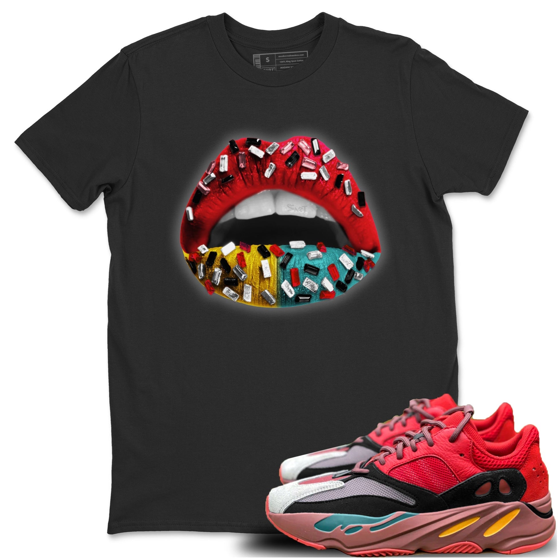 Yeezy 700 Hi-Res Red Sneaker Match Tees Lips Jewel Sneaker Tees Yeezy 700 Hi-Res Red Sneaker Release Tees Unisex Shirts