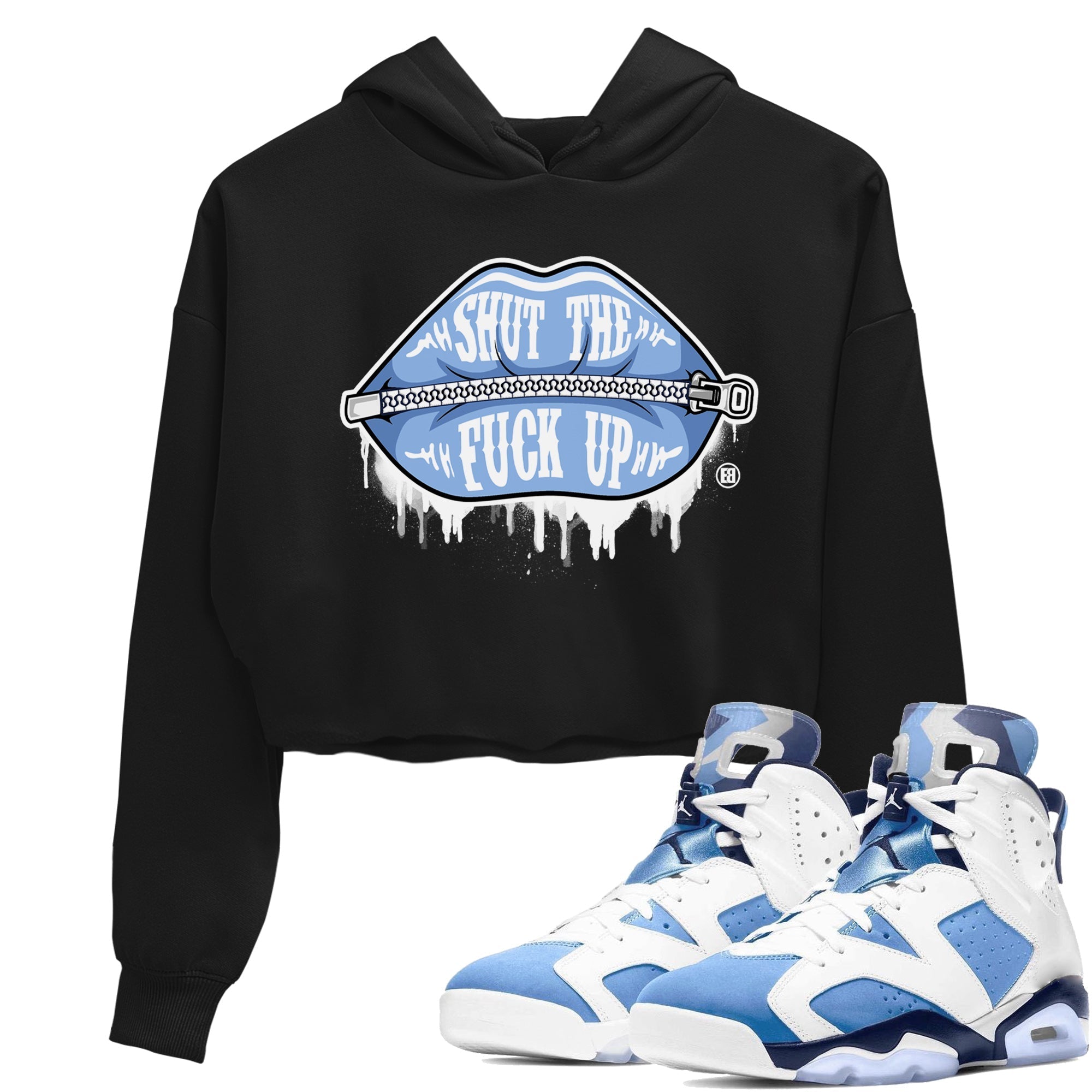 Jordan 6 UNC Sneaker Match Tees Lips Zipper Sneaker Tees Jordan 6 UNC Sneaker Release Tees Women's Shirts