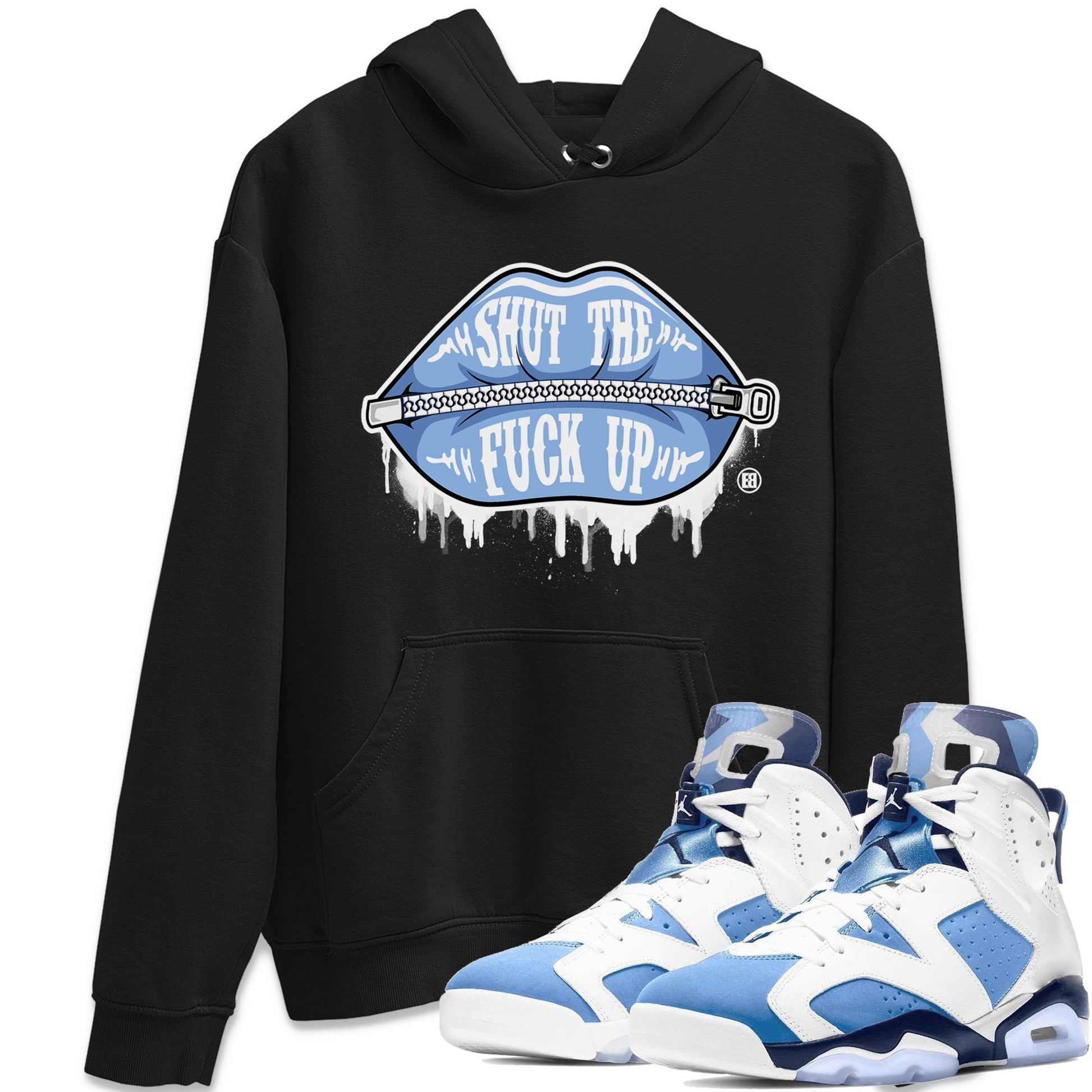 Jordan 6 UNC Sneaker Match Tees Lips Zipper Sneaker Tees Jordan 6 UNC Sneaker Release Tees Unisex Shirts