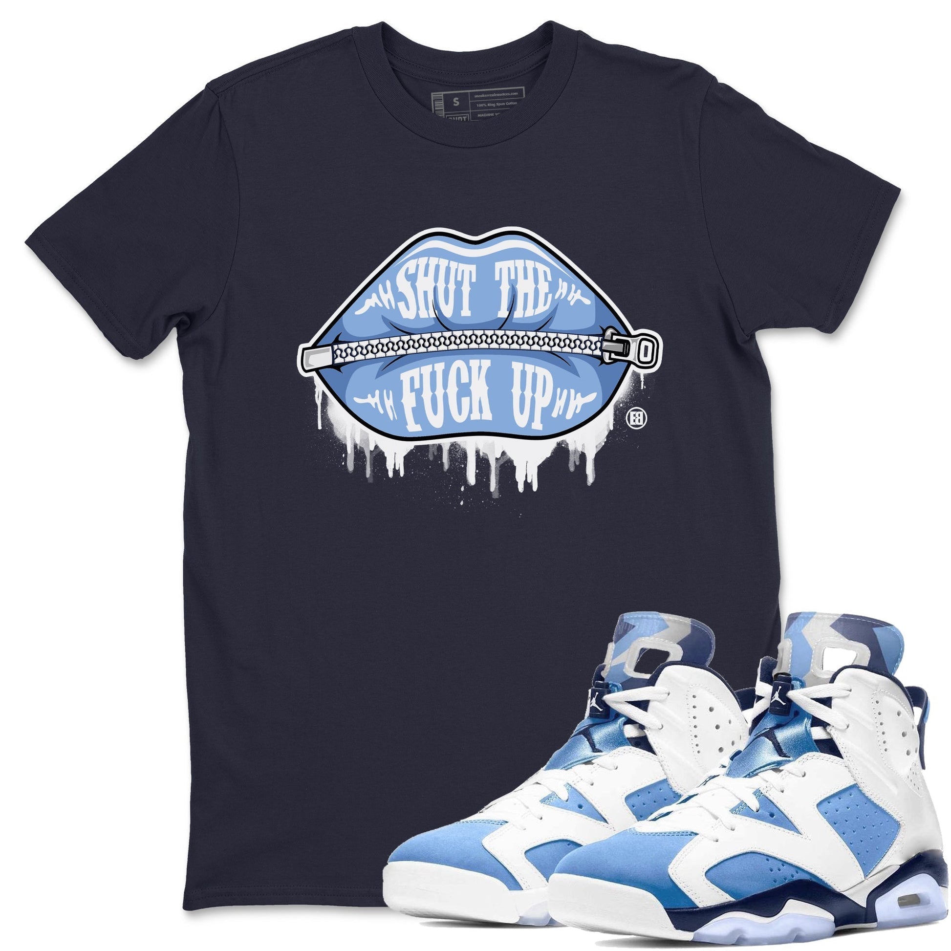 Jordan 6 UNC Sneaker Match Tees Lips Zipper Sneaker Tees Jordan 6 UNC Sneaker Release Tees Unisex Shirts