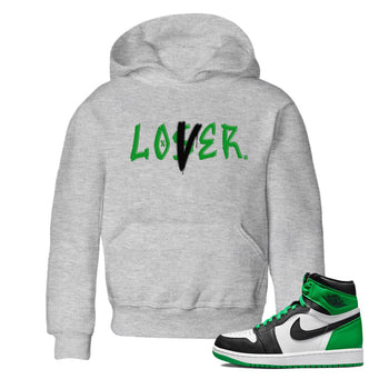 Air Jordan 1 Celtics Sneaker Match Tees Loser Lover Sneaker Tees Air Jordan 1 Lucky Green Celtics Tees Kids Shirts Heather Grey 1
