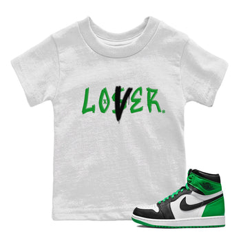Air Jordan 1 Celtics Sneaker Match Tees Loser Lover Sneaker Tees Air Jordan 1 Lucky Green Celtics Tees Kids Shirts White 1