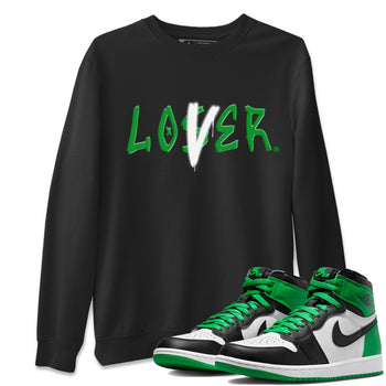 Air Jordan 1 Celtics Sneaker Match Tees Loser Lover Sneaker Tees Air Jordan 1 Lucky Green Celtics Tees Unisex Shirts Black 1