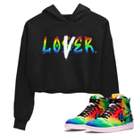 Air Jordan 1 X J Balvin shirt to match jordans Loser Lover sneaker tees Air Jordan 1 X J Balvin SNRT Sneaker Release Tees LGBT Pride T-Shirt Black 1 Crop T-Shirt