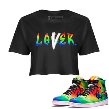Air Jordan 1 X J Balvin shirt to match jordans Loser Lover sneaker tees Air Jordan 1 X J Balvin SNRT Sneaker Release Tees LGBT Pride T-Shirt Black 1 Crop T-Shirt