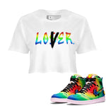 Air Jordan 1 X J Balvin shirt to match jordans Loser Lover sneaker tees Air Jordan 1 X J Balvin SNRT Sneaker Release Tees LGBT Pride T-Shirt White 1 Crop T-Shirt