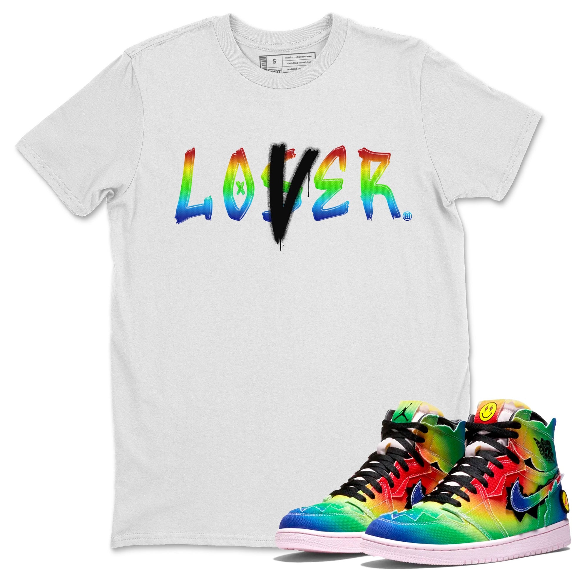 Air Jordan 1 X J Balvin shirt to match jordans Loser Lover sneaker tees Air Jordan 1 X J Balvin SNRT Sneaker Release Tees LGBT Pride T-Shirt Unisex White 1 T-Shirt