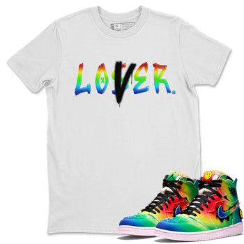 Air Jordan 1 X J Balvin shirt to match jordans Loser Lover sneaker tees Air Jordan 1 X J Balvin SNRT Sneaker Release Tees LGBT Pride T-Shirt Unisex White 1 T-Shirt