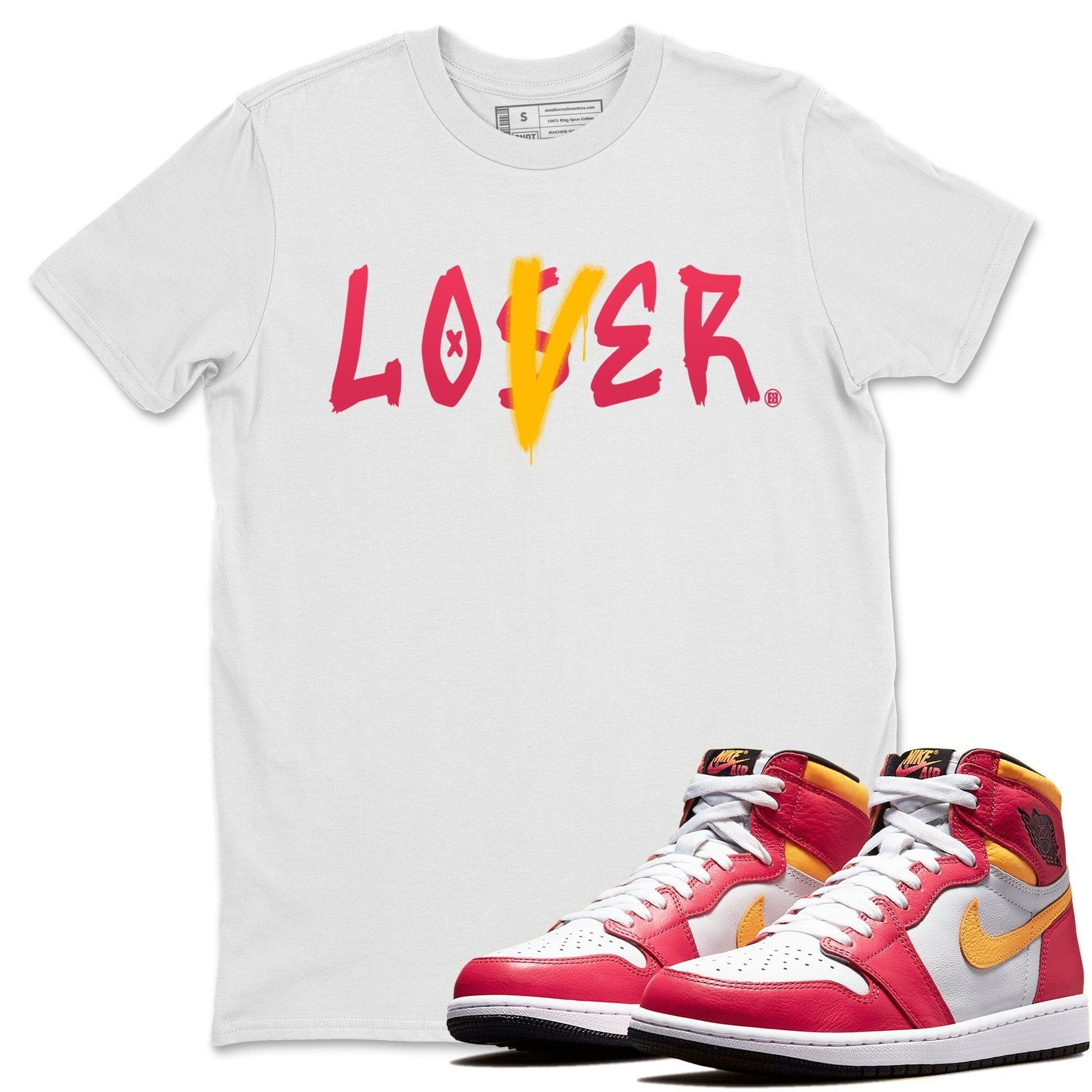 Jordan 1 Light Fusion Red Sneaker Match Tees Loser Lover Sneaker Tees Jordan 1 Light Fusion Red Sneaker Release Tees Unisex Shirts