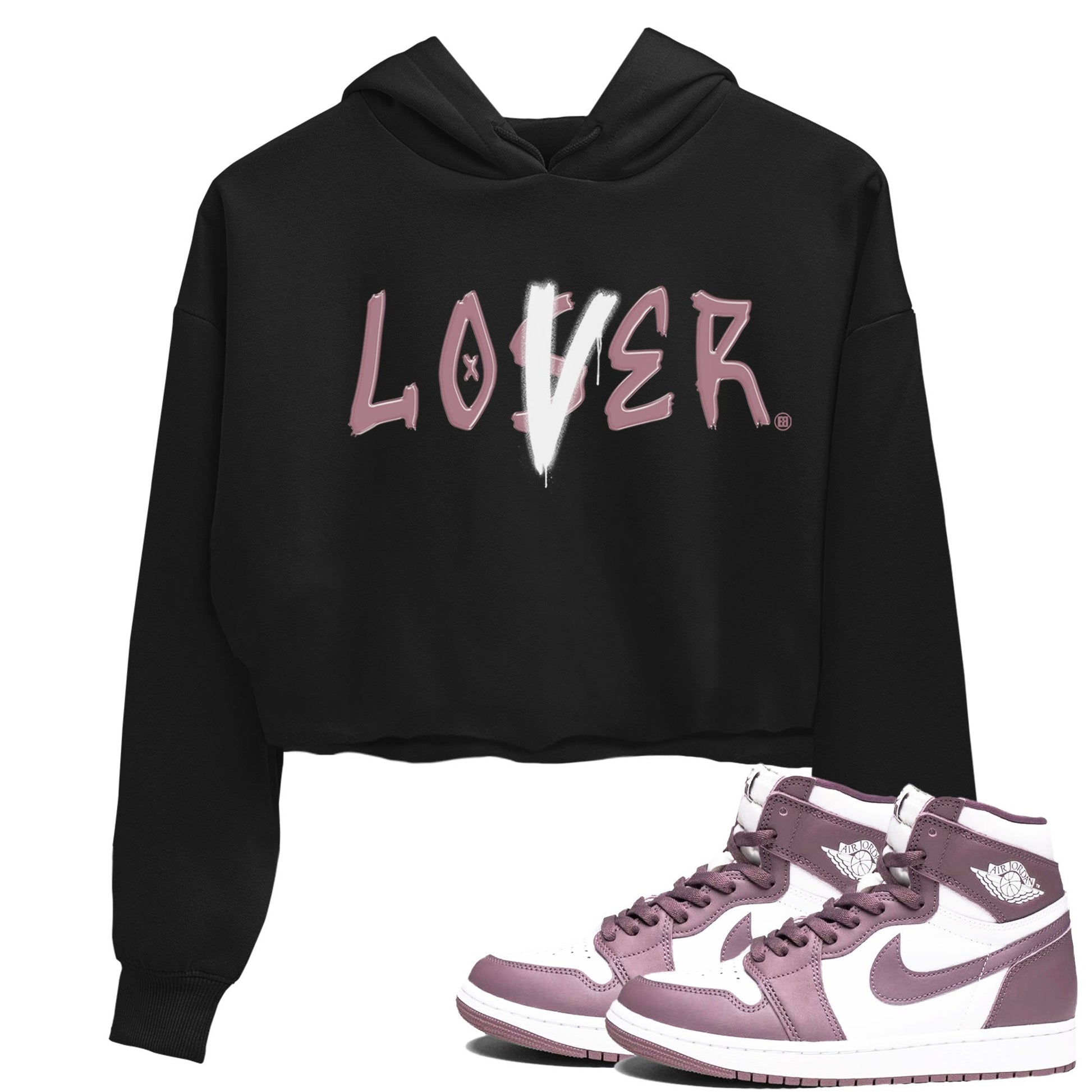Air Jordan 1 Mauve shirt to match jordans Loser Lover sneaker tees 1s High OG Mauve SNRT Sneaker Tees Black 1 Crop T-Shirt