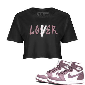Air Jordan 1 Mauve shirt to match jordans Loser Lover sneaker tees 1s High OG Mauve SNRT Sneaker Tees Black 1 Crop T-Shirt