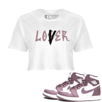 Air Jordan 1 Mauve shirt to match jordans Loser Lover sneaker tees 1s High OG Mauve SNRT Sneaker Tees White 1 Crop T-Shirt