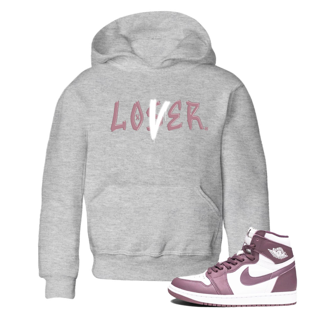 Air Jordan 1 Mauve shirt to match jordans Loser Lover sneaker tees 1s High OG Mauve SNRT Sneaker Tees Baby Toddler Heather Grey 1 T-Shirt
