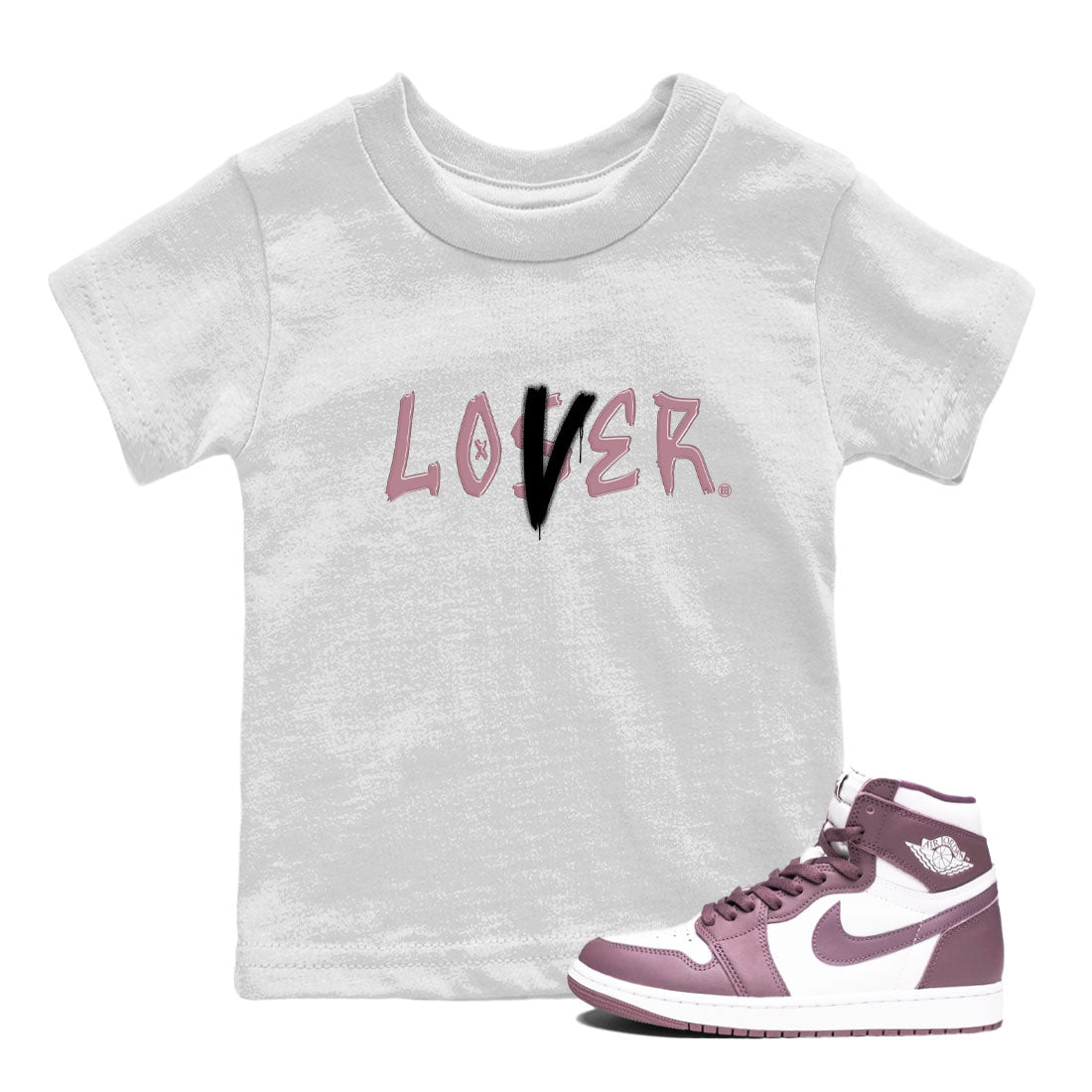 Air Jordan 1 Mauve shirt to match jordans Loser Lover sneaker tees 1s High OG Mauve SNRT Sneaker Tees Baby Toddler White 1 T-Shirt